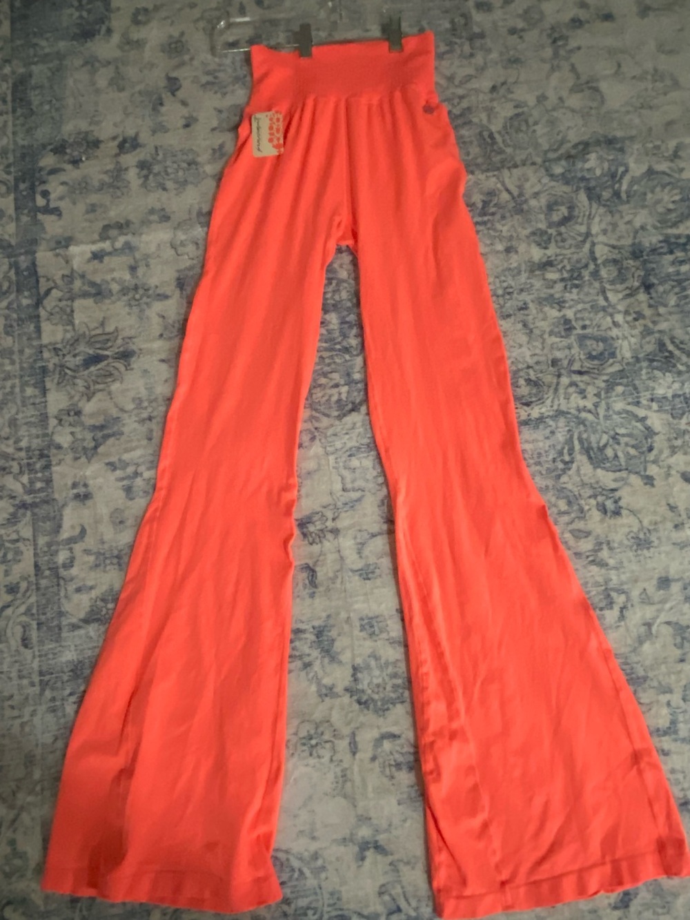 NWT Free People Movement High-Waist Flared Pants - Bright Coral women’s XS/S